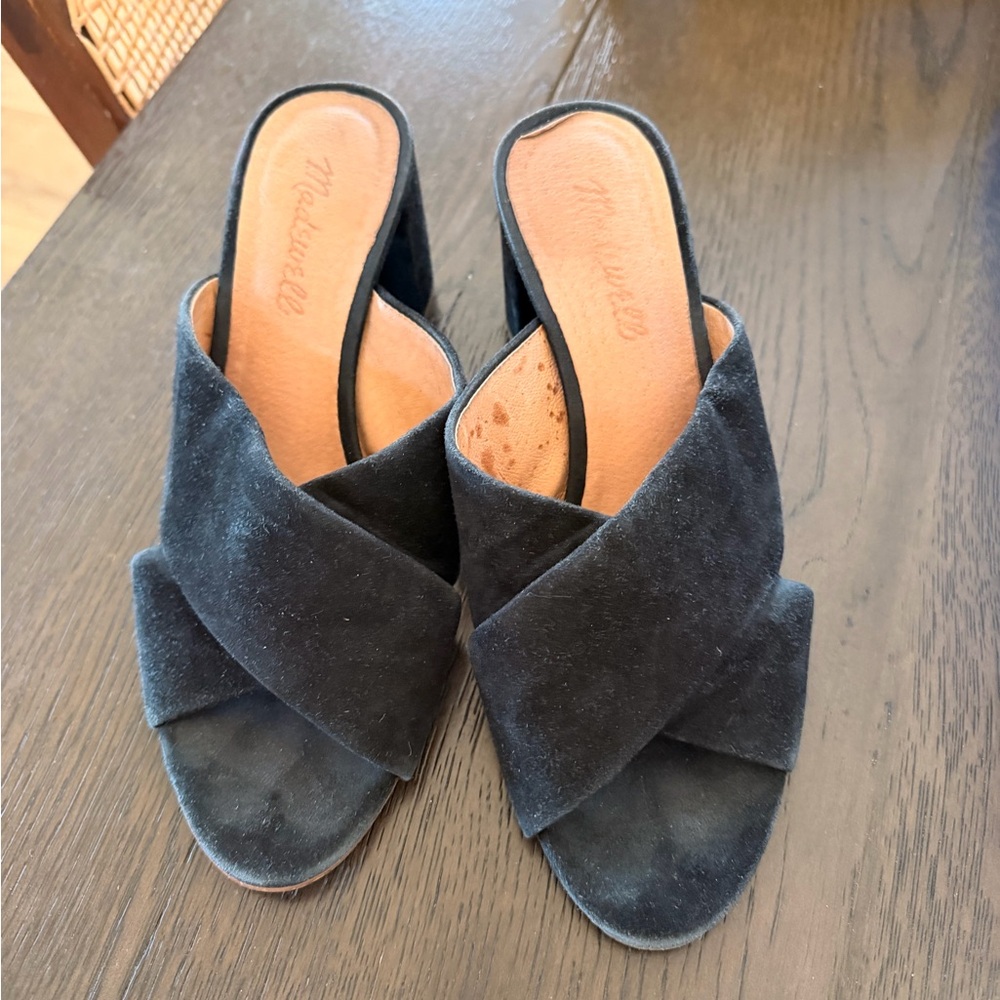 Madewell The Greer Mule Sandals in black suede